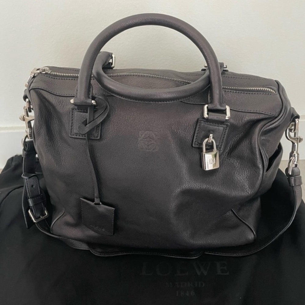 Loewe Grain Leather Boston Bag